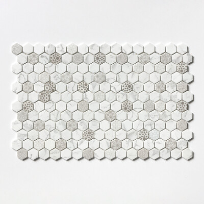 Concho Matte Hexagon Recycle Glass Mosaic 12 13/16x20 1/4