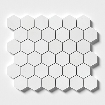 Aspen White Honlanmış Altıgen Mermer Mozaik 10 3/8x12