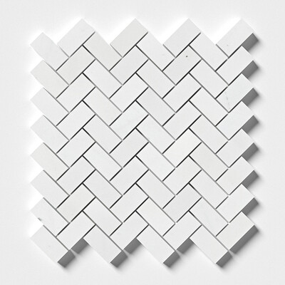 Aspen White Cilalı Balıksırtı 1x2 Mermer Mozaik 11x11