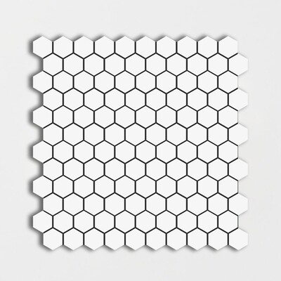 Beyaz Mat Altıgen Seramik Mozaik 12x12