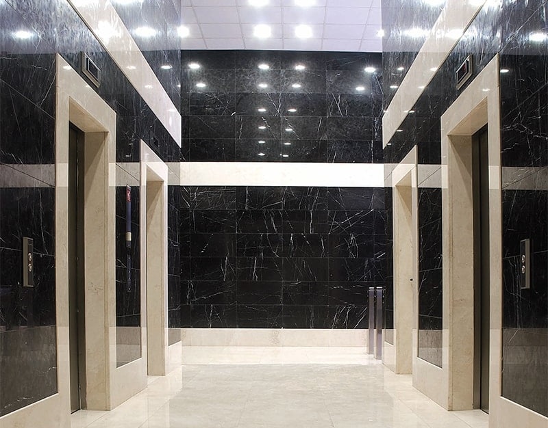 black marble tile living room